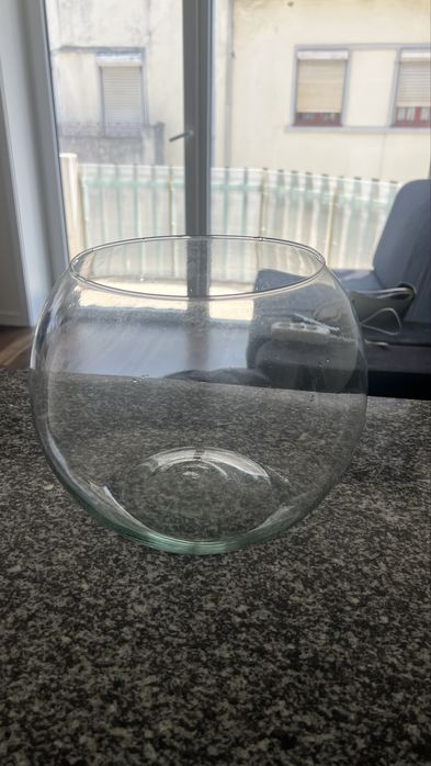 Aquário redondo de vidro 10L