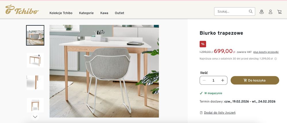 Biurko lite drewno dębowe