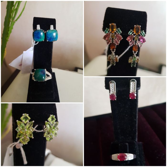 Серебрянные сережки кольца комплекты
