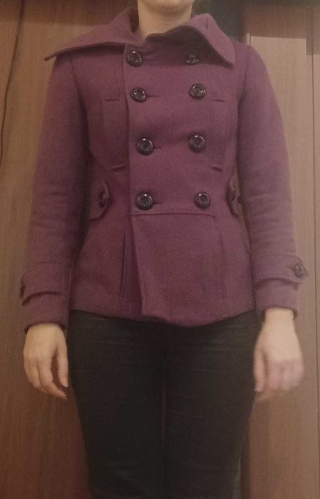 Płaszcz fioletowy New Look 36 S 55 % wełny