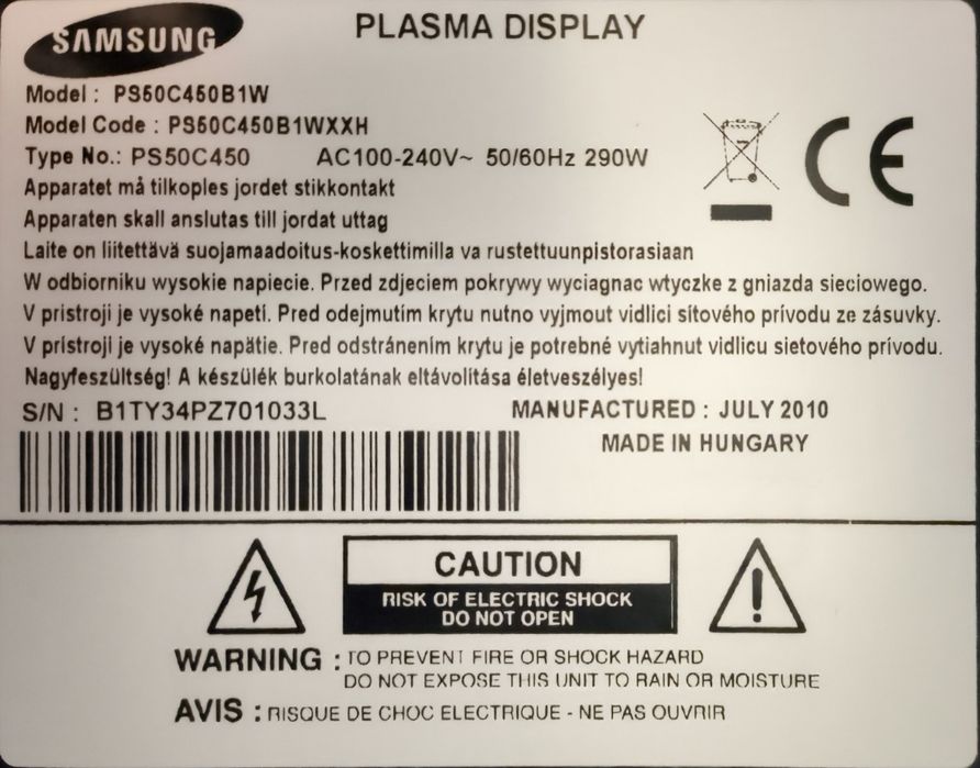 TV Samsung 50 cali - telewizor plazmowy HD