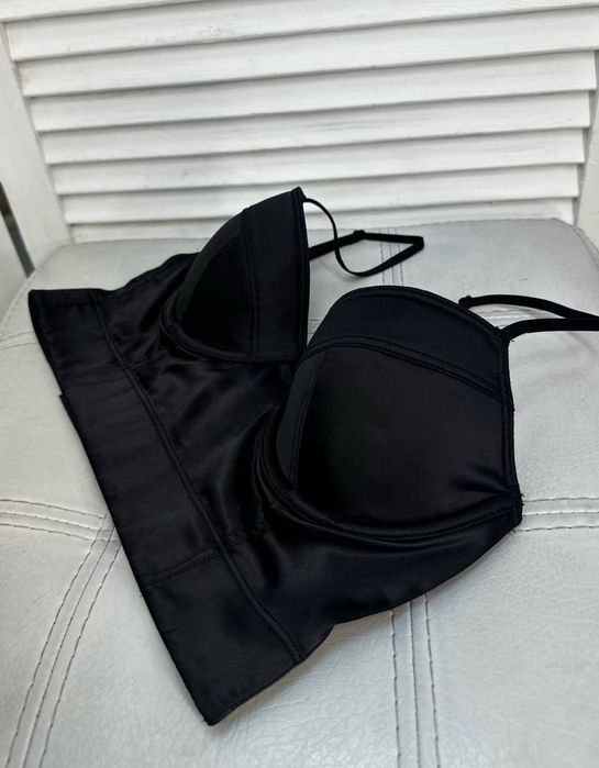 Бюстье, топ черный атласный 65А