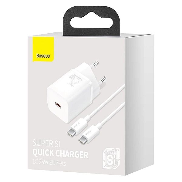 Szybka ładowarka sieciowa Baseus Si USB-C 25W 3A z kablem USB-C / USB-