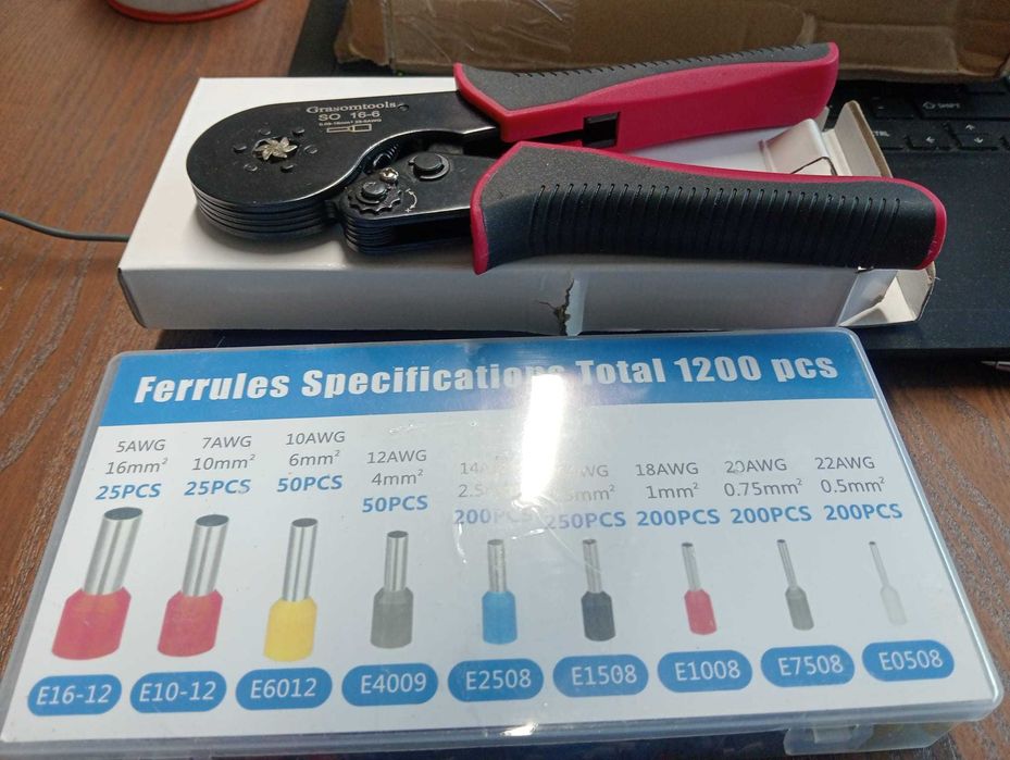Kit Alicate de Cravar Hexagonal Grasomtools + 1200 Terminais