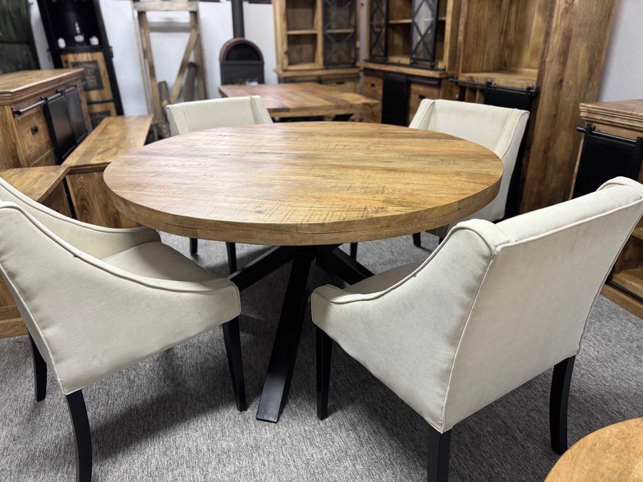 Stół okrągły mango podstawa X LOFT Style Nowy Faktura Vat