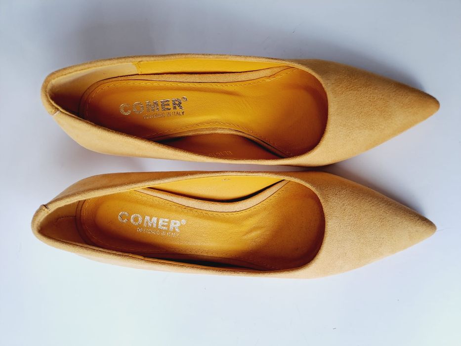 Szpilki żółte zamszowe 37