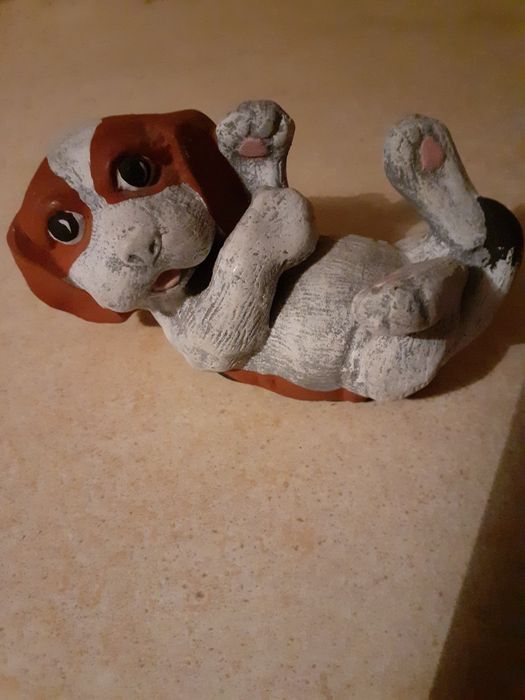 Figurka pocelanowa piesek handmade