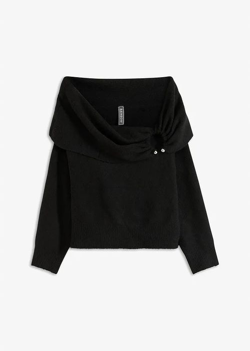 B.P.C sweter czarny z dekoltem carmen 40/42.