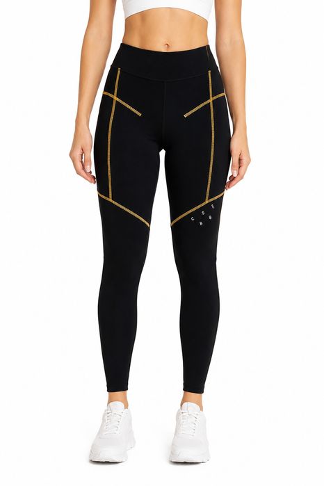 Legginsy Sportowe Wysoki Stan Czarne S