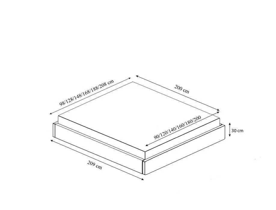 Łóżko tapicerowane bez zagłówka z pojemnikiem 90/120/140/160/180x200