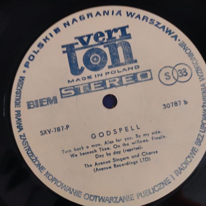 Winyl Godspell – musical inspirowany Ewangelią wg św. Mateusza.