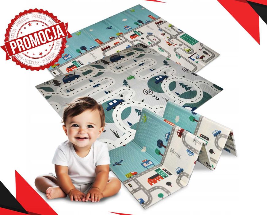 Duża Dwustronna Mata Piankowa Edukacyjna 180x200cm Składana (PROMOCJA)