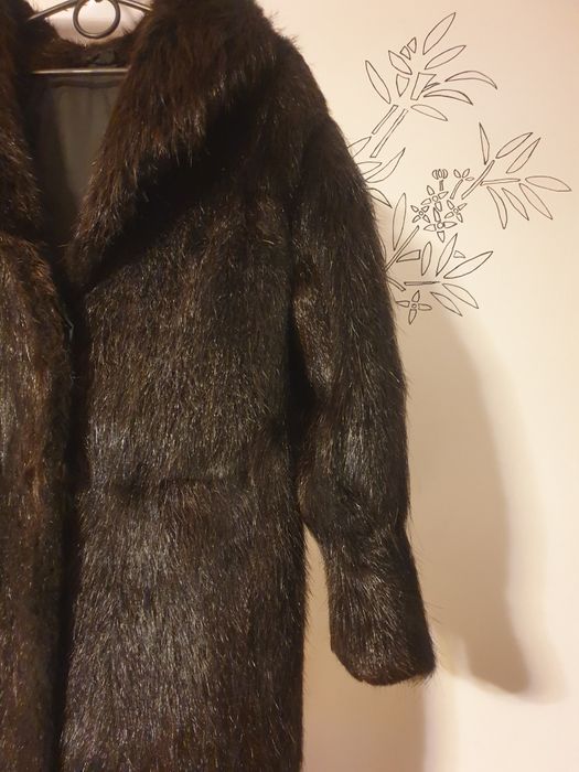 Futro 44 ciemny brąz damskie długie ciepłe