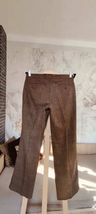 Eleganckie spodnie w kant pepitka brąz Montego M