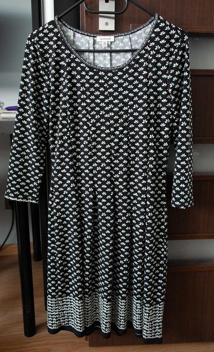 Czarna lekka sukienka z długim rękawem we wzory Max Studio r S z USA