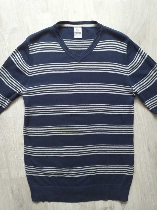 sweter sweterek męski w serek HOUSE slim pasy r. M