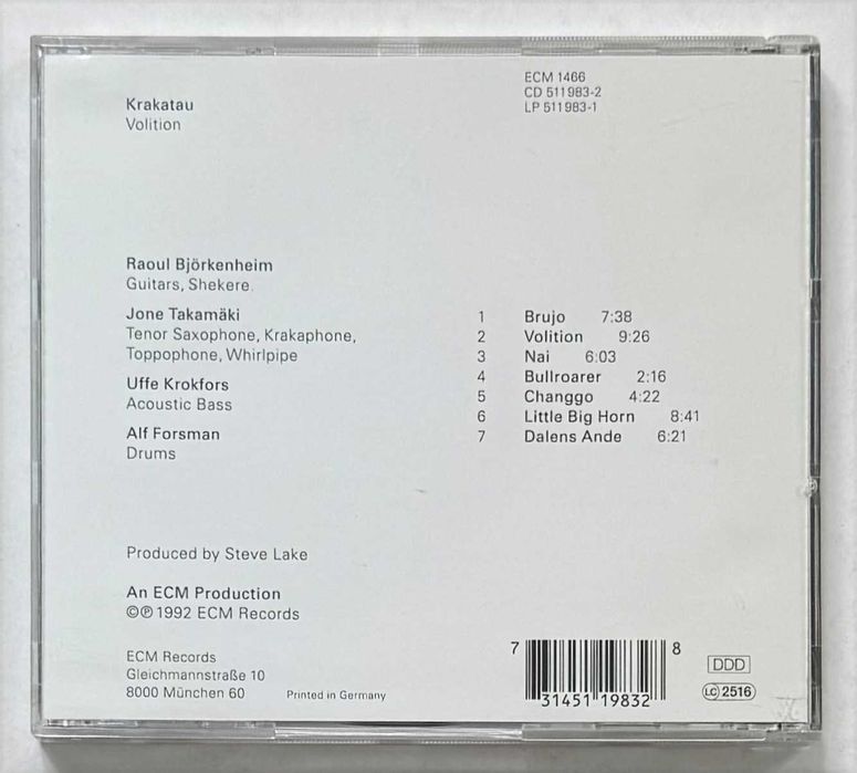 CD_Krakatau, VOLITION. Edição ECM, 1992. Muito estimado, como novo.