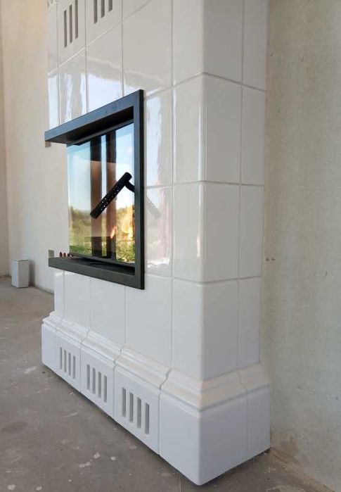 Narożny piec kominek kaflowy nowy z montażem ekoprojekt Kraków