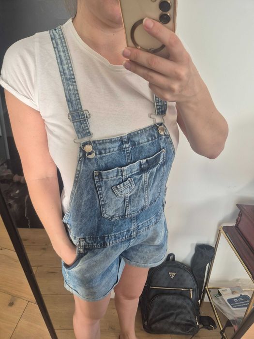 Ogrodniczki kombinezon na lato dżinsowy jeans plus size wygodny XL