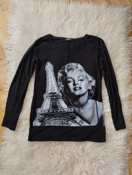 Wiskozowy top bluzka Marilyn Monroe Paryż Paris czarna tunika
