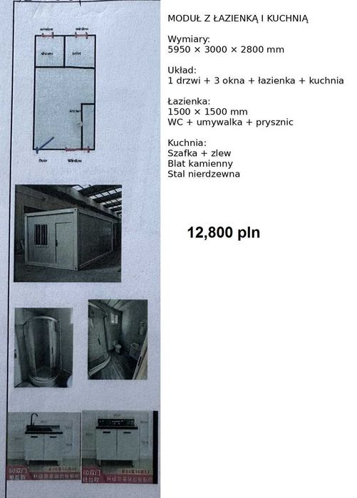 Kontenery biurowe socjalne sanitarne -elektryka- 6x3x2,8m