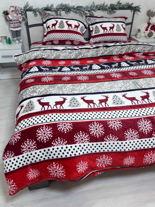 Постільна білизна євро новорічна Велюрова Mallory Home
