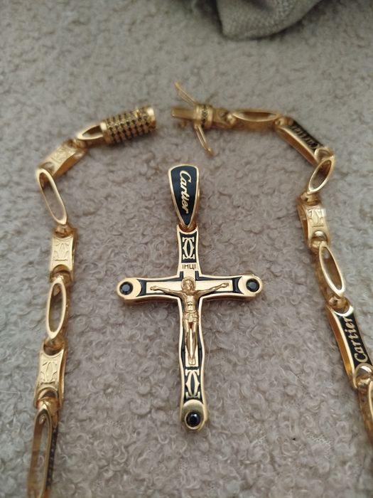 Cartier -Piękny Komplet -101gr.-w złoceniu 18k-750-10 mikronów