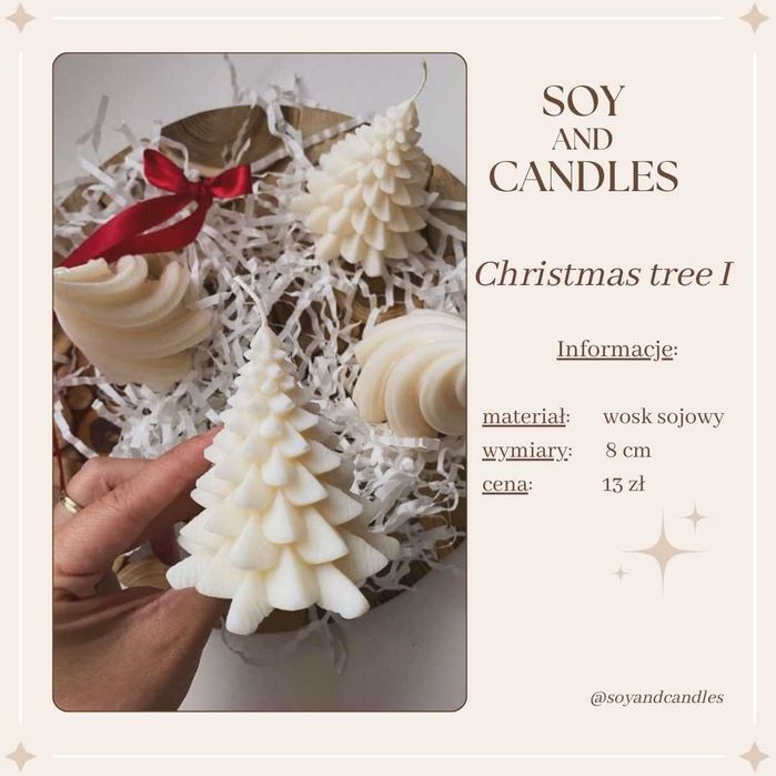 Dekoracja do domu, świeca zimowa w kształcie choinki, święta, prezent