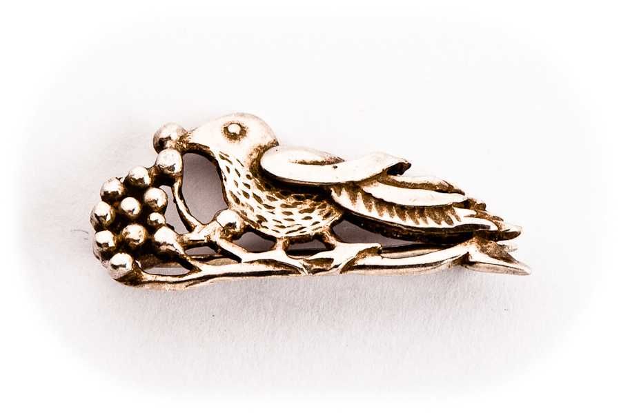 Srebrna Broszka - Ptak - Ptaszek - 2,30g - WARMET POLSREBRO JANTAR