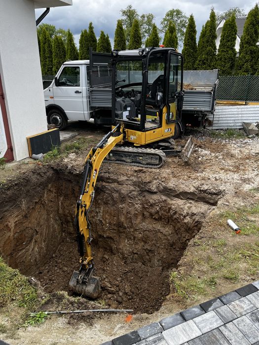 Usługi Minikoparka+młot+wiertnica+frez do pni+wywrotka+traktorek