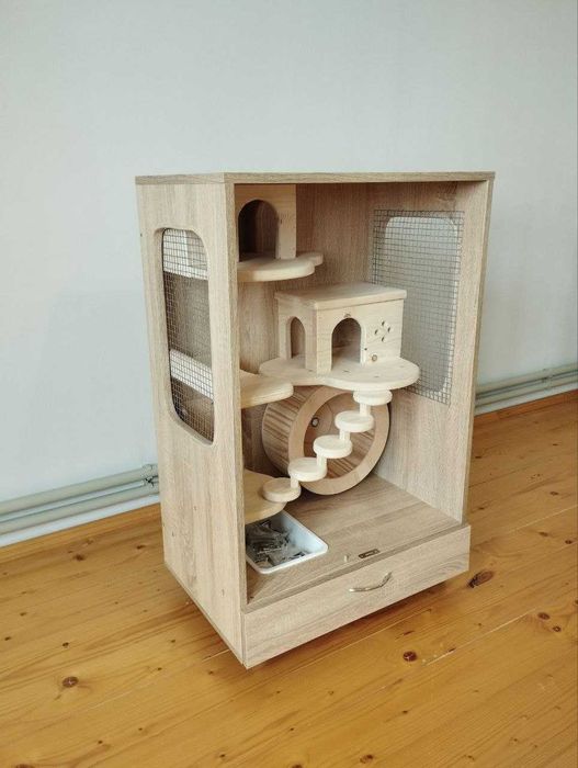 Вітрина / клітка для шиншили з натурального дерева, ручна робота