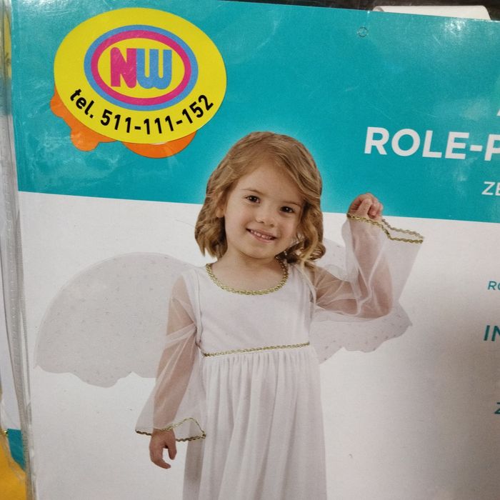 Nowy strój Aniołka 92/104 skrzydełka w kpl