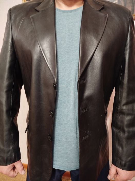 Кожаный пиджак...размер 54-56