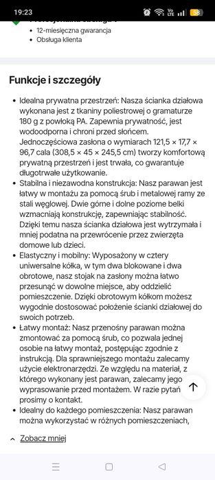 Parawan pokojowy,biur oraz