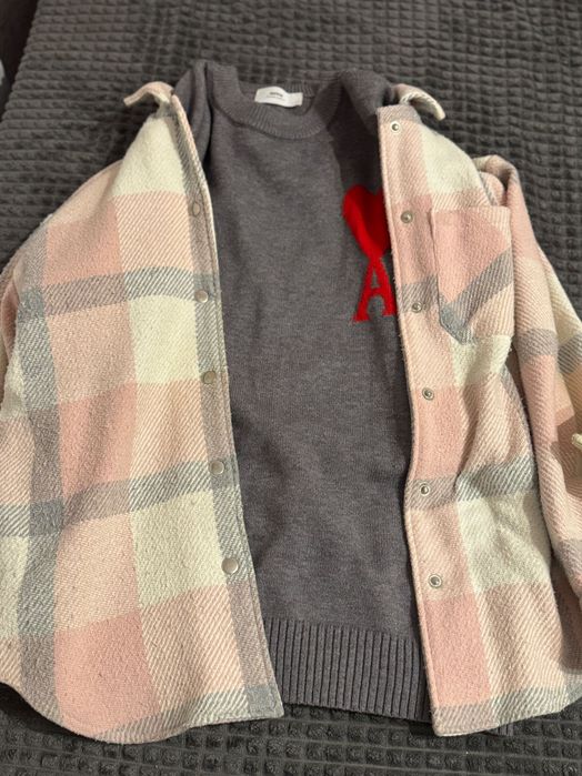 Рубашка картата та светрик сірий оригінал Ami