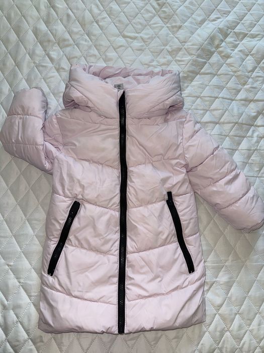 длинная курточка 98р. 2-3г. Теплая розовая парка