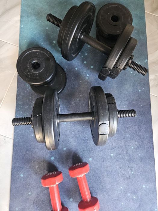 Набір гантелей розбірні та гантелі червоні по 3кг