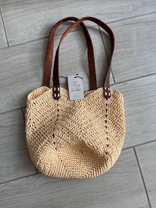 Сумка шопер з рафії, соломʼяна, пляжна