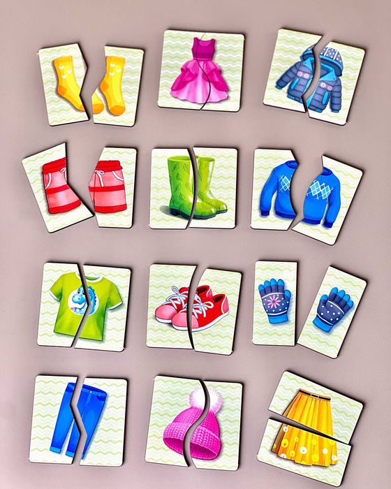 Drewniane puzzle «Ubrania i buty»