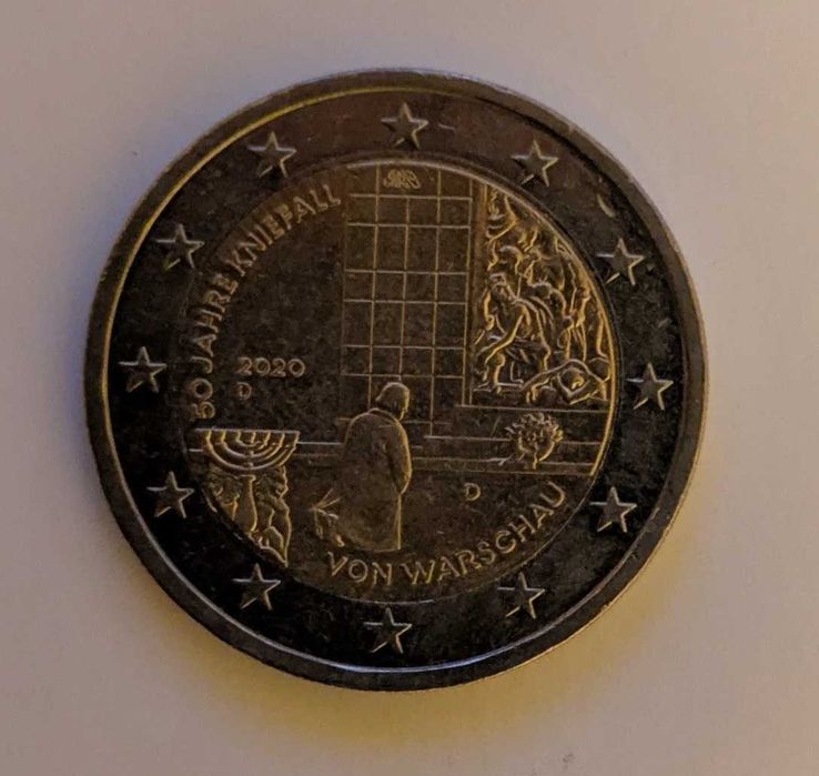 Moeda 2€ - Alemanha - 2020 - Ajoelhado em Varsóvia  - Letras D , F e J