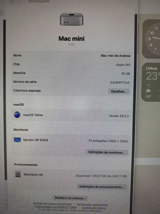 Mac mini M4 Apple + Magic Keyboard Touch ID Apple + Monitor HP