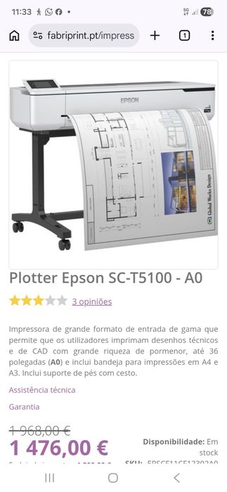 Plotter Epson SC-T5100 - A0