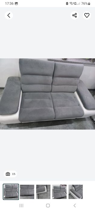 komplet wypoczynkowy 3+2+2 kanapa sofa wersalka szara biała