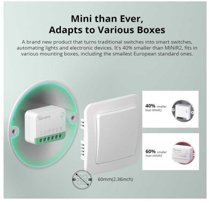 Inteligentny dopuszkowy przekaźnik 240V WiFi Sonoff Mini R4M