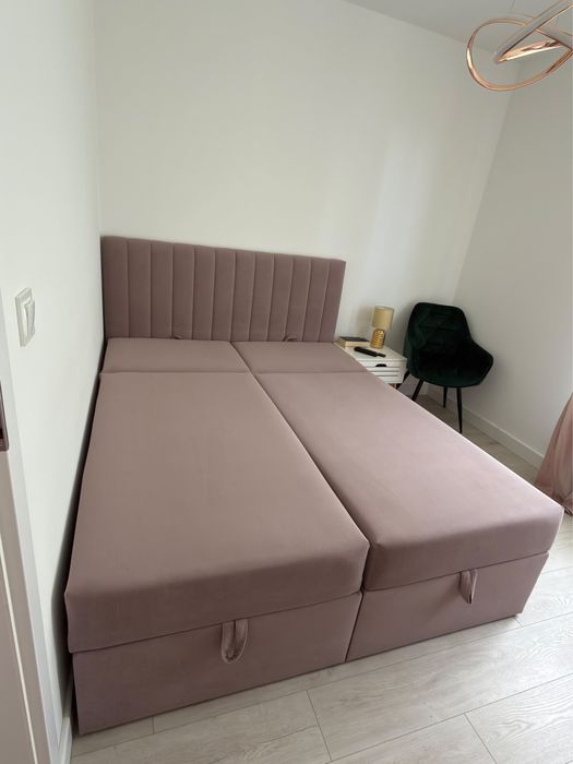 Łóżko kontynentalne różowe LIMAN FUNDAMENTO 160x200cm OKAZJA! Tanio
