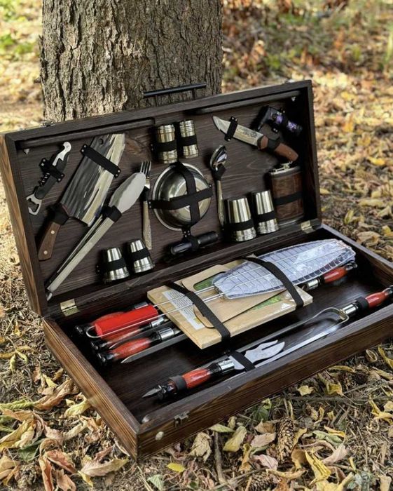 Шампура в кейсі! Шампура 3мм нержавійка поліровані! Різне наповнення!