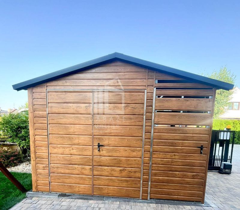 Schowek Domek Ogrodowy 2X2M + Wiata 1M Brama Drzwi Blachodach Id796