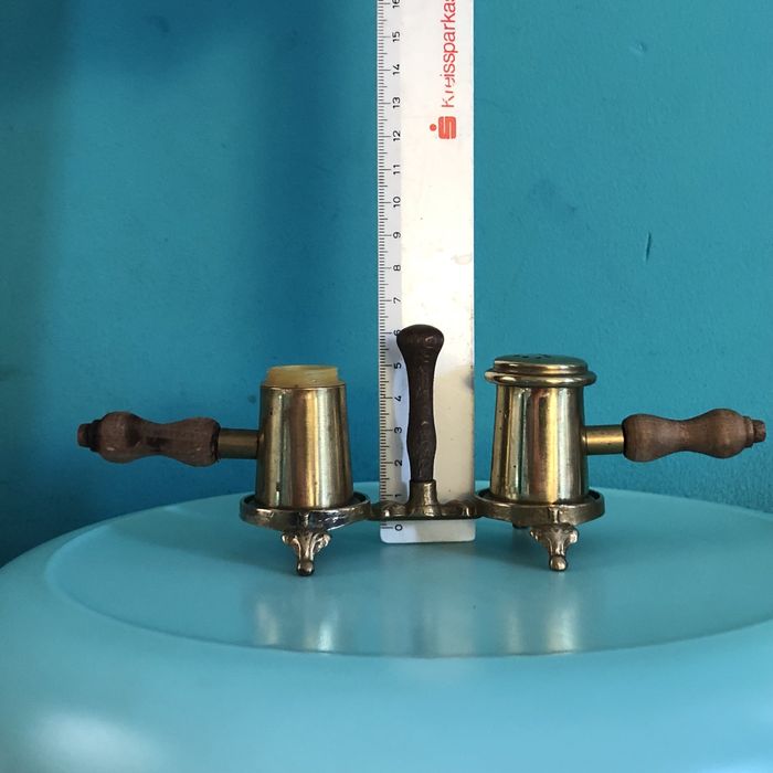 Набір сіль перець вінтаж зубочистка латунь