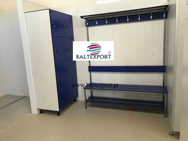 Banco Balneário Corrido Ripas Mad. Pinho Compacto Fenólico Vestiários