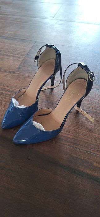 Buty damskie szpilki roz.37 niebiesko czarne